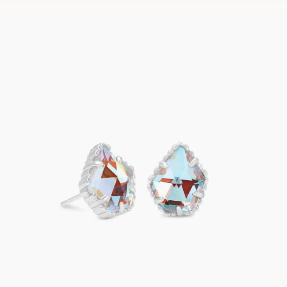 Kendra Scott Tessa Silver Stud earrings in dichroic glass.